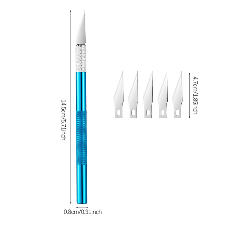 Rezač za graviranje s 5 komada zamjenjivih oštrica za PCB tiskanu ploču, foliju za mobilni telefon, rezanje papira za tapete foliju za prozore