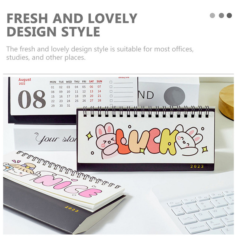 2023 Desk Calendar Desk Calendar Desktop Paper Calendar 2022- 2023 Cartoon Calendar for Home Office