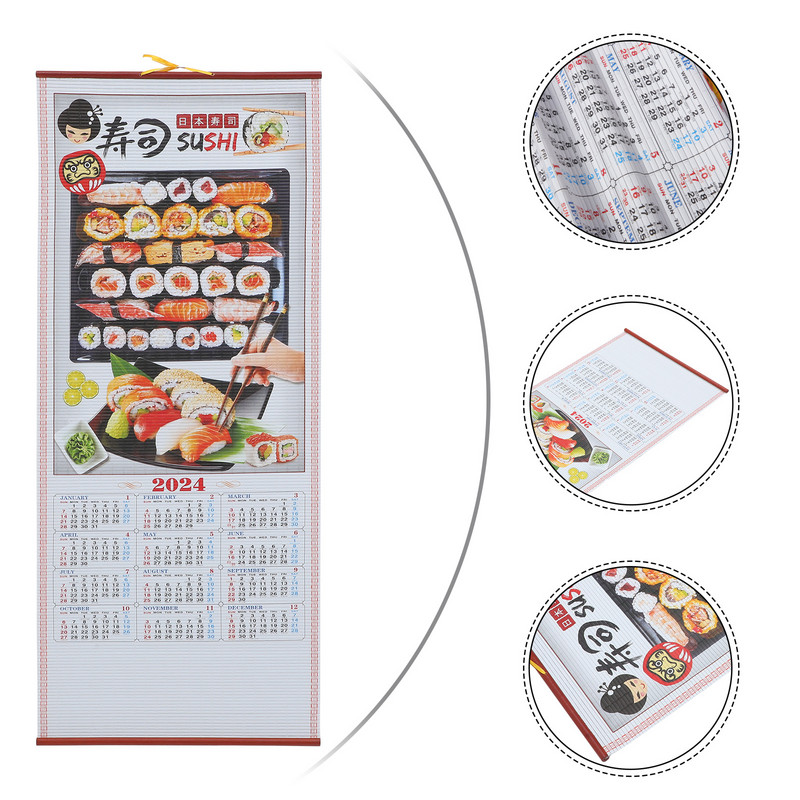 Lunarna nova godina Lunarni mjesečni kalendar Zidni kalendar Lunarni kalendar 2024. za ured, dom, restoran, spavaću sobu