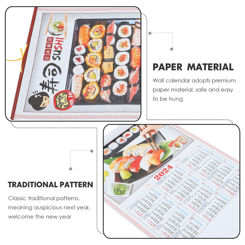 Lunarna nova godina Lunarni mjesečni kalendar Zidni kalendar Lunarni kalendar 2024. za ured, dom, restoran, spavaću sobu