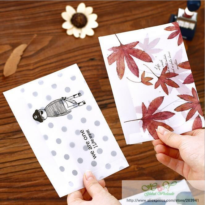 10 kom/lot 16*11 cm papirna omotnica sumporne kiseline s uzorkom lišća prozirna omotnica s prozorom za naslovnicu za čestitke