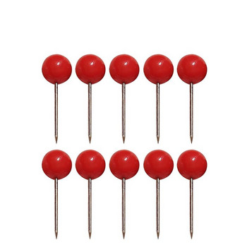 100Pcs Push Round Ball Head Map Tacks with Stainless Point for Office Home Crafts DIY Marking (червено)