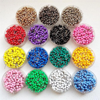 100Pcs Push Round Ball Head Map Tacks with Stainless Point for Office Home Crafts DIY Marking (червено)