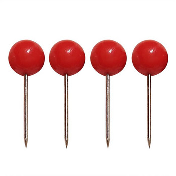 100Pcs Push Round Ball Head Tacks με ανοξείδωτο σημείο για οικιακές χειροτεχνίες γραφείου DIY σήμανση (Κόκκινο)