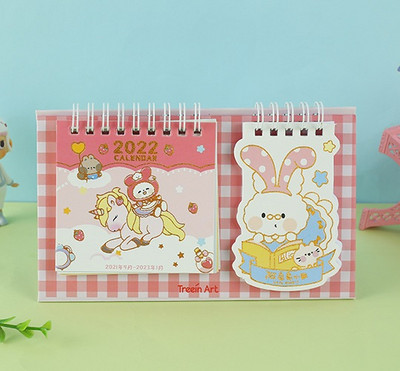 2022 m. „Rabbit Strawberry Kingdom“ serijos užrašų knygelės stalinis kalendorius 365 dienų dienos atmintinės Tvarkaraščio lentelės planavimo priemonė 2021.9–2022.12