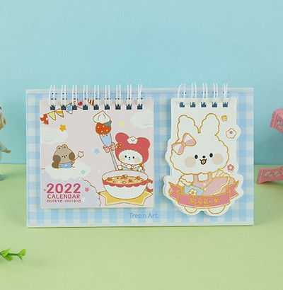 2022 m. „Rabbit Strawberry Kingdom“ serijos užrašų knygelės stalinis kalendorius 365 dienų dienos atmintinės Tvarkaraščio lentelės planavimo priemonė 2021.9–2022.12