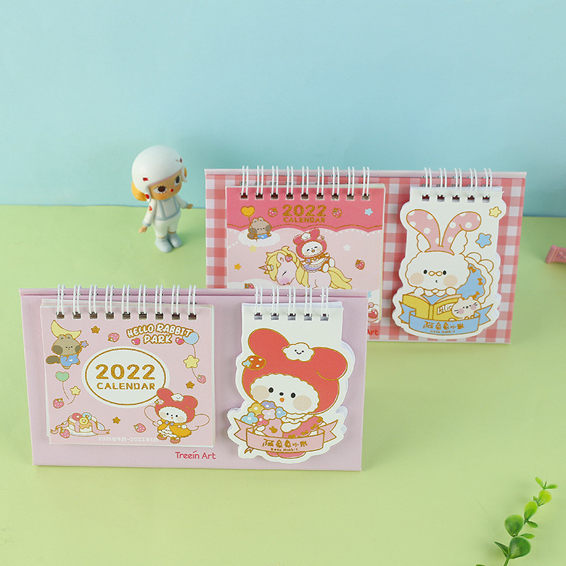 2022. aasta Rabbit Strawberry Kingdomi seeria märkmiku lauakalender 365 päeva igapäevane memode ajakava tabeliplaneerija 2021.9.2022.-2022.12.