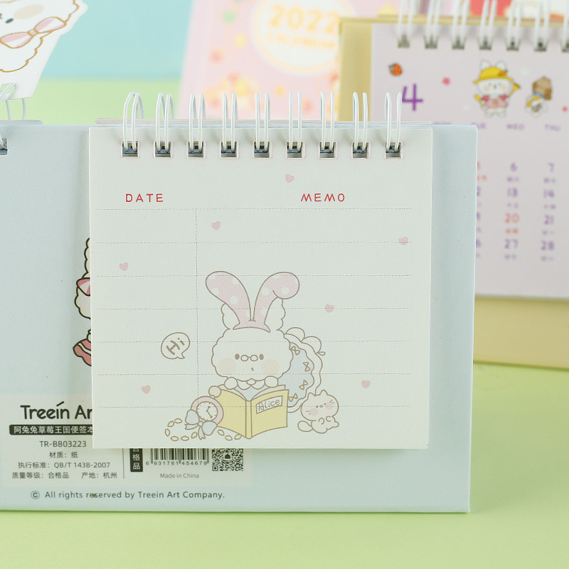 2022. aasta Rabbit Strawberry Kingdomi seeria märkmiku lauakalender 365 päeva igapäevane memode ajakava tabeliplaneerija 2021.9.2022.-2022.12.