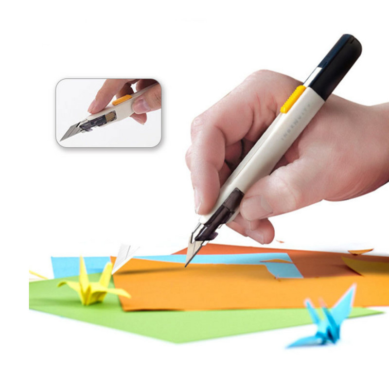 Sissetõmmatav tarbenoa kasti lõikur Kirjaavaja lai turvalukustusteraga taskuga käsitöönuga kontorinugade lõikamiseks karbi jaoks