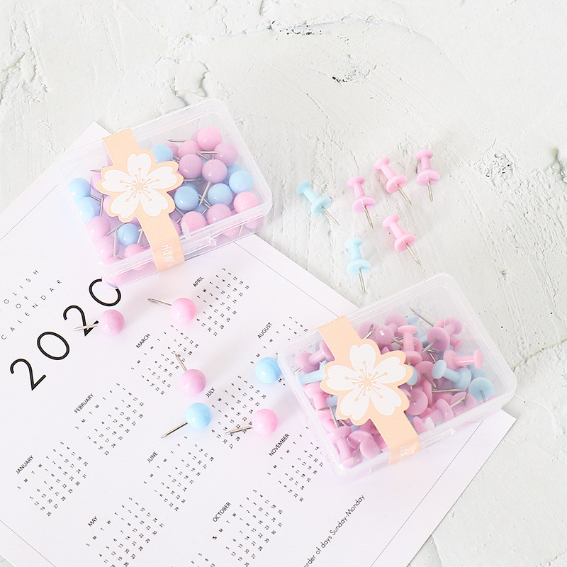 50 τεμ/κιβώτιο Χρώμα Macaroon Mini Push Pins Thumb Thumbtack Pins Σχέδιο φωτογραφιών καρφιά τοίχου Σχολικά είδη γραφείου