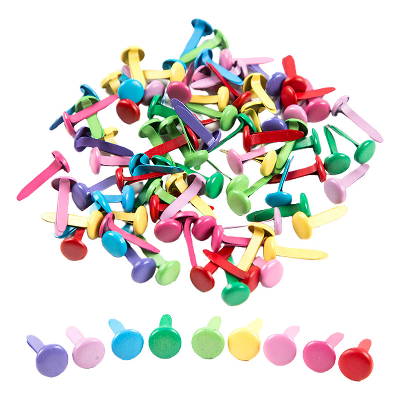 100 buc Scrapbooking Split Pin Mini pentru meșteșuguri din hârtie, bricolaj, colorat, ștanțare din aliaj, elemente decorative pentru birou, pentru acasă