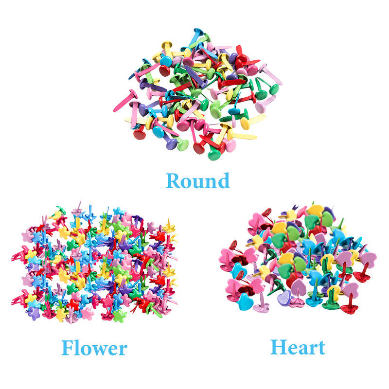 100 buc Scrapbooking Split Pin Mini pentru meșteșuguri din hârtie, bricolaj, colorat, ștanțare din aliaj, elemente decorative pentru birou, pentru acasă