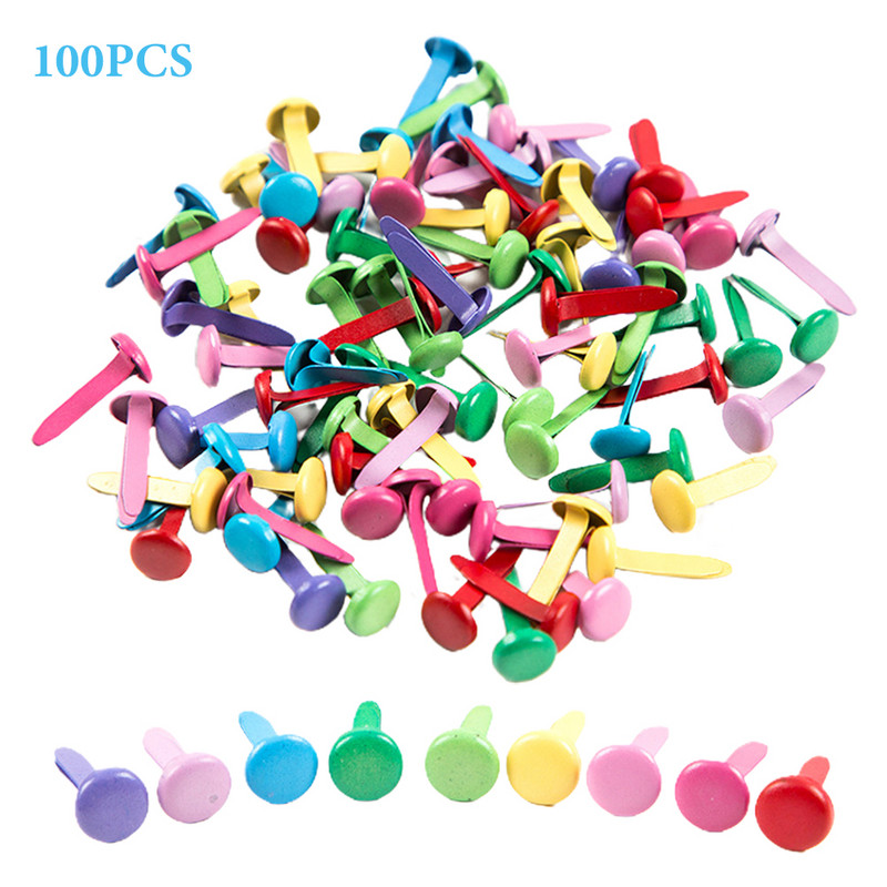 100 buc Scrapbooking Split Pin Mini pentru meșteșuguri din hârtie, bricolaj, colorat, ștanțare din aliaj, elemente decorative pentru birou, pentru acasă
