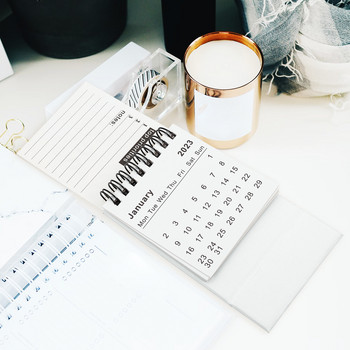 2023 Mini Desk Calendar Year The Rabbit Paper Πρόγραμμα Διακοσμήσεις γραφείου σπιτιού Planner Small Easel Notes