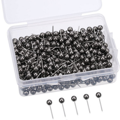 Placă de plută de birou fixă 400 buc Ace de plastic multicolore din metal, aur roz, bile rotunde, cu pământ