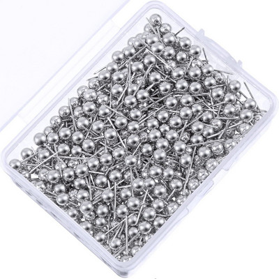 Placă de plută de birou fixă 400 buc Ace de plastic multicolore din metal, aur roz, bile rotunde, cu pământ