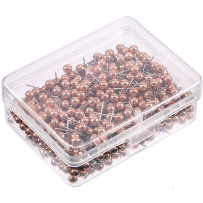 Placă de plută de birou fixă 400 buc Ace de plastic multicolore din metal, aur roz, bile rotunde, cu pământ