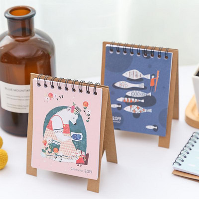 Újévi macska barkács rajzfilm mini asztali papír naptár Napi ütemező Ütemezés Jegyzettömb