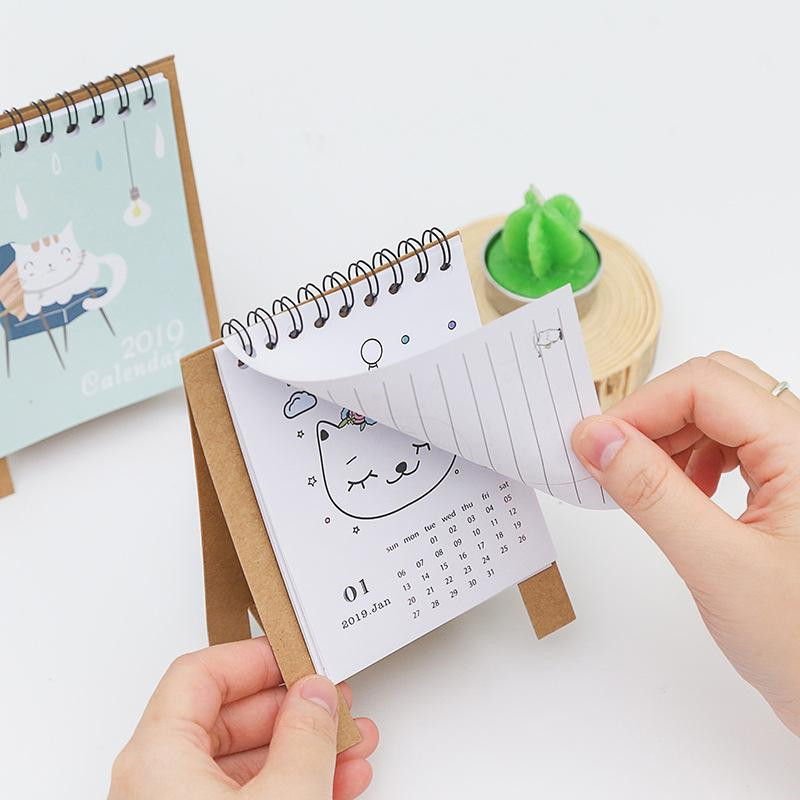 Újévi macska barkács rajzfilm mini asztali papír naptár Napi ütemező Ütemezés Jegyzettömb