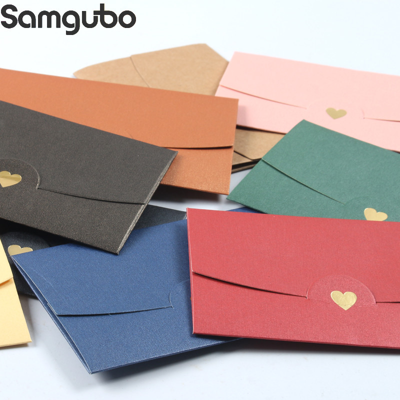 20 kom/lot Set slatkih omotnica Mali biser Mini Srce Pismo Vintage papirna omotnica za pozivnice za vjenčanje Kartica Stacionar