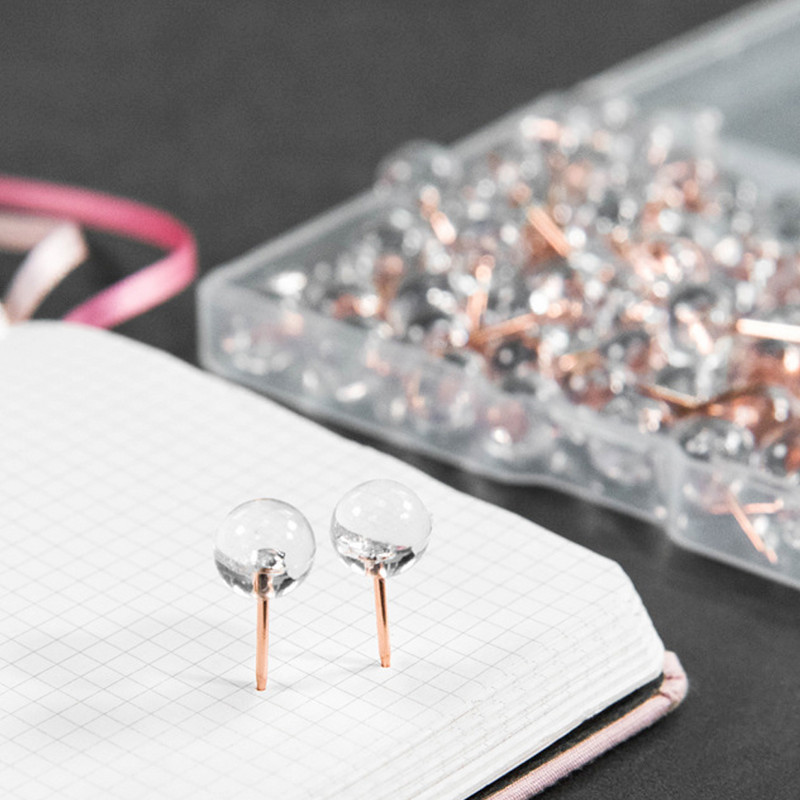 100 kom/kutija Akrilne metalne pribadače igle Akrilna glava s plutenom pločom od čeličnog vrha Obojene pribadače za crtanje Uredski školski pribor