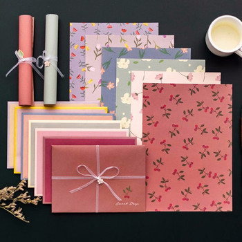 12 τμχ/σετ Ins Φάκελοι Floral Kawaii Letter Pads DIY Προσκλητήρια Γάμου Κάρτες Φάκελοι με αυτοκόλλητα Κορεάτικη γραφική ύλη