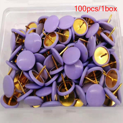 100 de bucăți din 13 culori, acoperite cu plastic, ace cu cap plat, placă de plută, articole de papetărie creative de birou