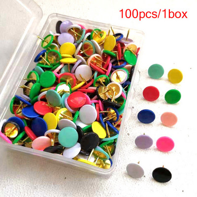 100 de bucăți din 13 culori, acoperite cu plastic, ace cu cap plat, placă de plută, articole de papetărie creative de birou