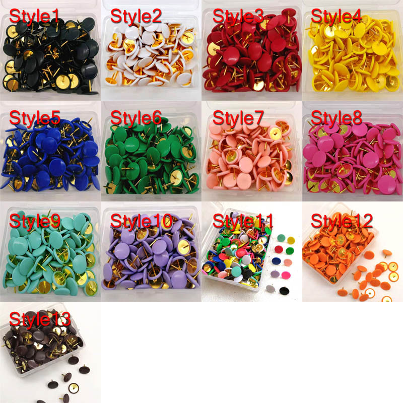 100 de bucăți din 13 culori, acoperite cu plastic, ace cu cap plat, placă de plută, articole de papetărie creative de birou