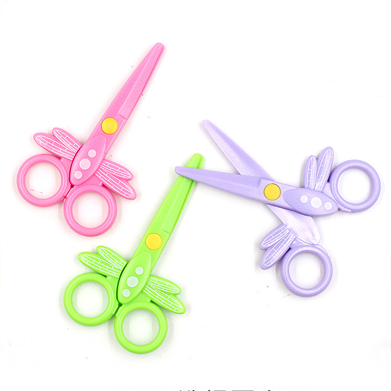 Sigurnosni plastični crtić u obliku vilin konjica dječji sigurnosni nož za rezanje papira mini ručni učenik rezanje čipke škare