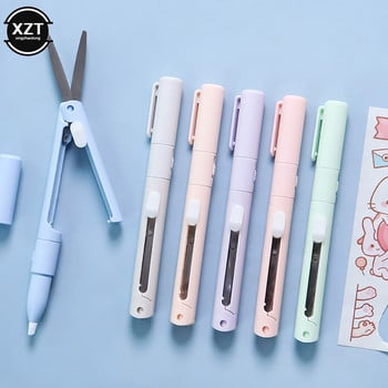 Мини цветна сгъваема ножица за писалка, резачка, преносим размер, безопасен керамичен перорез, помощен нож за работа с хартия, дневник, училищни пособия