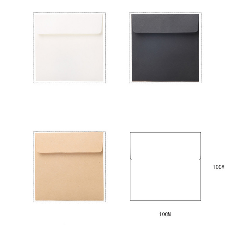 10 ks vintage kraft papierové mini obálky na odkladanie, štýl INS, retro kreatívne písacie potreby 10*10 cm