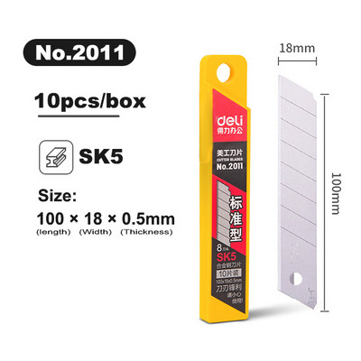 Λεπίδες μαχαιριών Deli Utility πλάτους 18 mm Λεπίδες από κράμα χάλυβα SK5 για χάρτινο κουτί χειροτεχνίας στο σπίτι Εργαλείο κοπής 19 mm Αιχμηρή άκρη