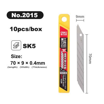 Λεπίδες μαχαιριών Deli Utility πλάτους 18 mm Λεπίδες από κράμα χάλυβα SK5 για χάρτινο κουτί χειροτεχνίας στο σπίτι Εργαλείο κοπής 19 mm Αιχμηρή άκρη