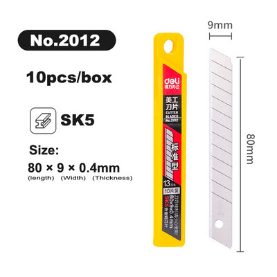Λεπίδες μαχαιριών Deli Utility πλάτους 18 mm Λεπίδες από κράμα χάλυβα SK5 για χάρτινο κουτί χειροτεχνίας στο σπίτι Εργαλείο κοπής 19 mm Αιχμηρή άκρη