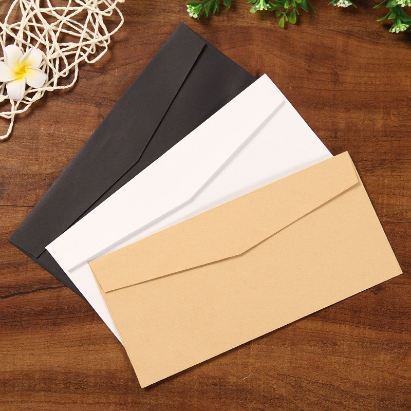(10 bucăți/lot) 12*17 cm, negru, alb, kraft, culoare solidă, plic gol, felicitare, plicuri pentru cărți poștale