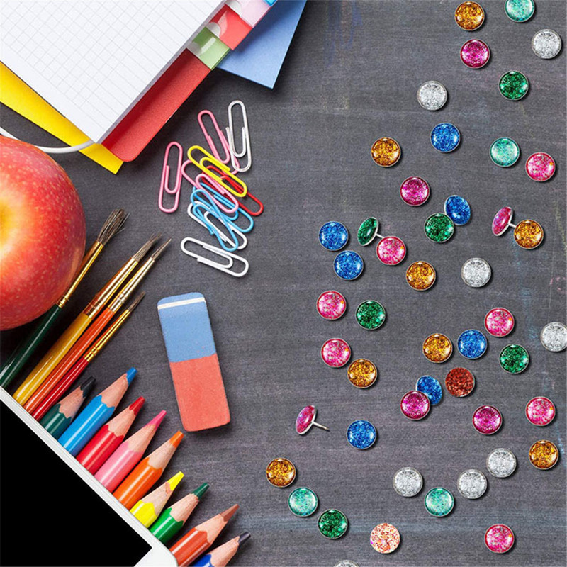 40 komada hvataljki za karte Svjetlucave igle za guranje Diy hvataljke za crtanje fotografija Zidne zakovice Učenički pribor Školski pribor