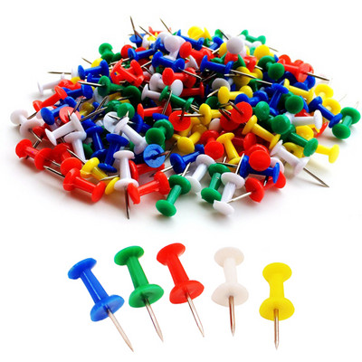 35 kom/kutija Raznobojne plastične igle za guranje Raznorazne kopče za uvez Plutena ploča Sigurnosni uredski školski pribor