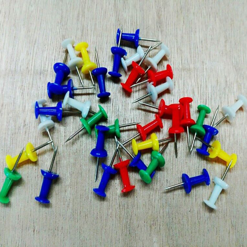 35 kom/kutija Raznobojne plastične igle za guranje Raznorazne kopče za uvez Plutena ploča Sigurnosni uredski školski pribor