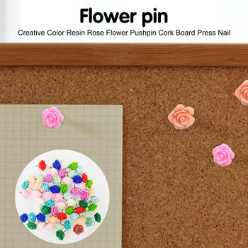 30 τεμ/κουτί Χρήσιμες καρφίτσες πινάκων μηνυμάτων Ρητίνη Mini Push Pins Χαριτωμένα λουλούδια από φελλό σανίδα