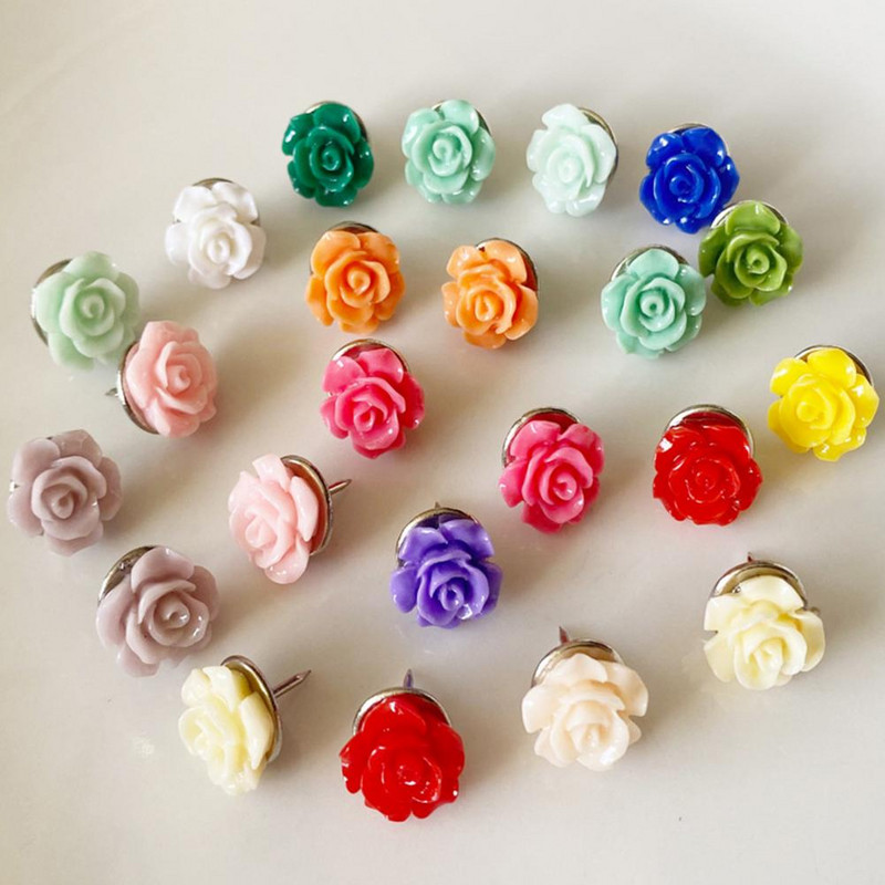 30 τεμ/κουτί Χρήσιμες καρφίτσες πινάκων μηνυμάτων Ρητίνη Mini Push Pins Χαριτωμένα λουλούδια από φελλό σανίδα