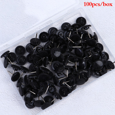 100X ace de hărți transparente/negre Știfturi multifuncționale asemănătoare angrenajului Tachete decorative pentru birou, școală, avizier 12x16mm