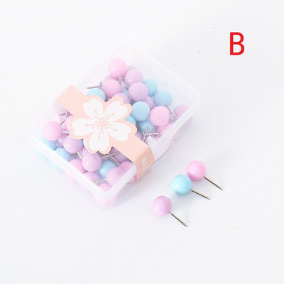 50 kom/kutiji kvačica s okruglom glavom u boji slatkiša, metalna igla otporna na hrđu, veleprodaja finog uredskog materijala, pribora