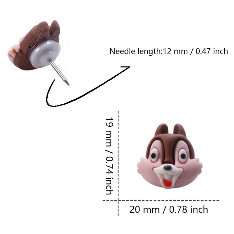 2022 Ace de împingere creative de 20X Ace decorative pentru desen pentru panou de buletin Harta Tabla de plută Ace în formă de animal