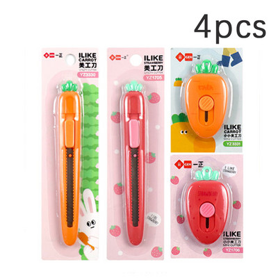 Pomoćni nož od 2 komada mrkve i jagode, dječji siguran prijenosni nož za brzu demontažu, mini uredski rezač papira, otvarač pisama