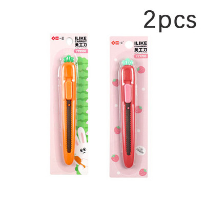 Pomoćni nož od 2 komada mrkve i jagode, dječji siguran prijenosni nož za brzu demontažu, mini uredski rezač papira, otvarač pisama