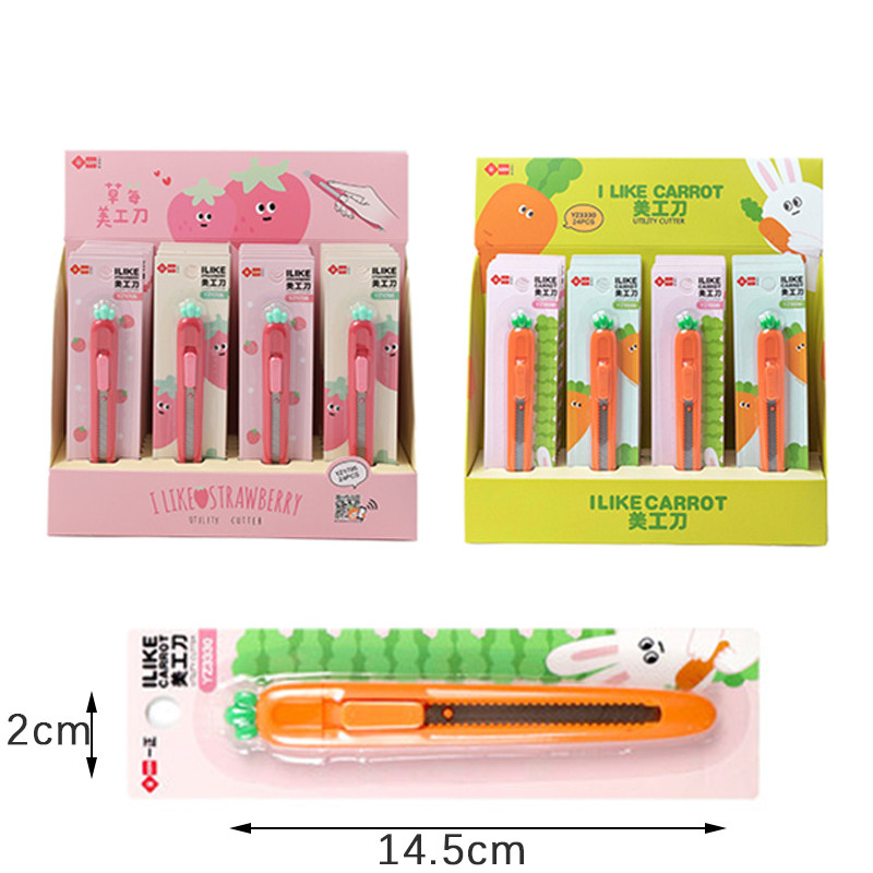 Pomoćni nož od 2 komada mrkve i jagode, dječji siguran prijenosni nož za brzu demontažu, mini uredski rezač papira, otvarač pisama