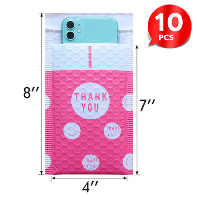 10 KOM 4 x 8 inča 120 x 180 mm male crne točkice, poliester zahvalnice s mjehurićima, samozatvarajuće podstavljene omotnice s mašnicom