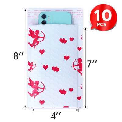 10 KOM 4 x 8 inča 120 x 180 mm male crne točkice, poliester zahvalnice s mjehurićima, samozatvarajuće podstavljene omotnice s mašnicom