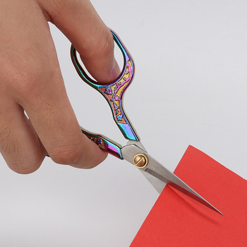 Ретро Plum Blossom Ножици Канцеларски материали Неръждаема стомана Европейски ножици за кръстат бод Ръчни студентски канцеларски ножици